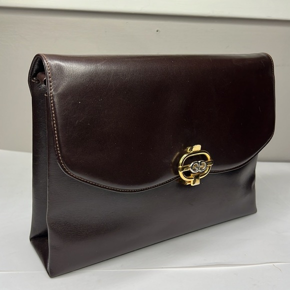 Gucci Vintage 1970’s Smooth Brown Leather Chain Shoulder Clutch Bag - Picture 14 of 14